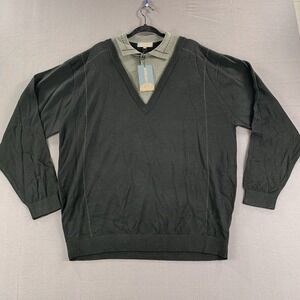 New Venezzi Men Wool Blend Spread Collar Sweater‎ Grey/Black 3XL Grandpa Core